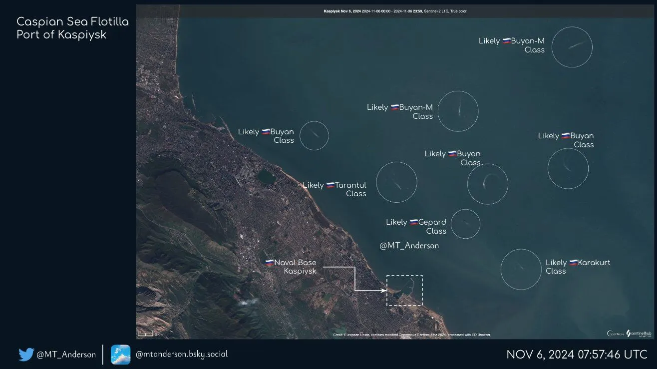 Фото · 🛰 Супутник · 06.11.2024 — порт Каспійськ після першої атаки